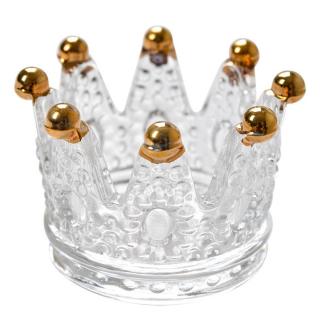 Elegáns üveg gyertyatartó korona formájú