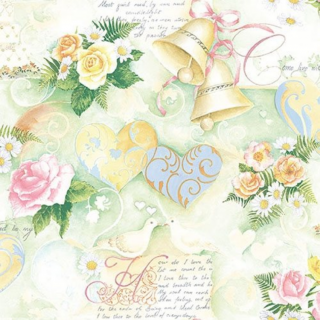 Esküvői szalvéta 33x33cm, 20db-os - Wedding Bells Green