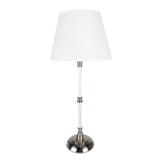 Fehér ezüst fém asztali lámpa lámpaernyővel