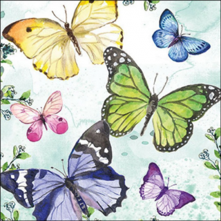 Fluttering butterflies aqua papírszalvéta 33x33cm, 20db-os