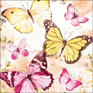 Fluttering butterflies pink papírszalvéta 33x33cm, 20db-os