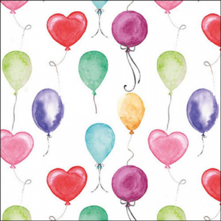 Flying balloons white papírszalvéta 33x33cm, 20db-os