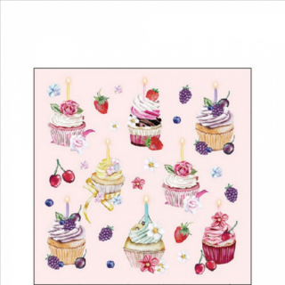 Fruity Cupcakes pink papírszalvéta 25x25cm, 20db-os