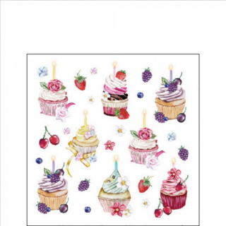 Fruity cupcakes white papírszalvéta 25x25cm, 20db-os