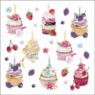Fruity Cupcakes white papírszalvéta 33x33cm, 20db-os