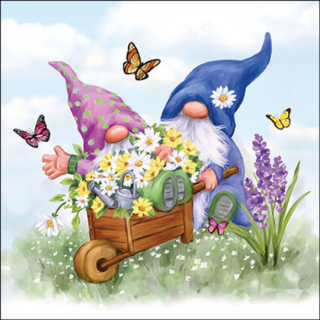 Gardening gnomes papírszalvéta 33x33cm, 20db-os
