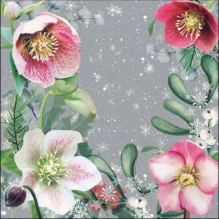 Helleborus Orientalis Grey papírszalvéta 33x33cm,  20 db-os