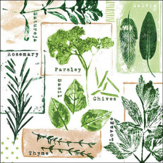 Herb prints white papírszalvéta 33x33cm, 20db-os