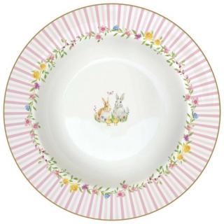 Húsvéti nyuszis porcelán mélytányér - Happy Easter