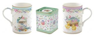 Húsvéti porcelán bögre és fémdoboz szett Spring Bloom