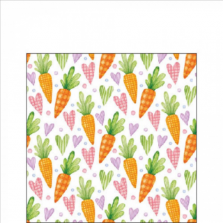Húsvéti szalvéta 25x25cm, 20db-os - Carrots and hearts