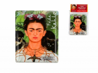 Hűtőmágnes - Frida Kahlo: Önarckép tövisnyaklánc és kolibrivel