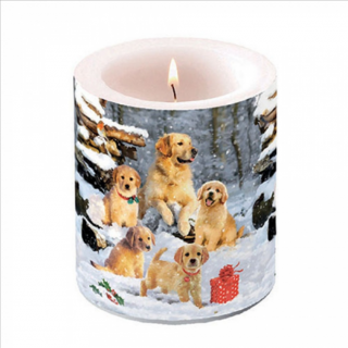 Karácsonyi átvilágítós gyertya 10x10xcm Golden retriever