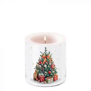 Karácsonyi ávilágítós gyertya 8x7,5cm Decorated Christmas tree