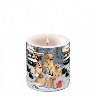 Karácsonyi ávilágítós gyertya 8x7,5cm Golden retriever