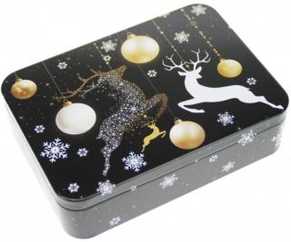 Karácsonyi fémdoboz - 142x101x31mm - Deer Black Gold