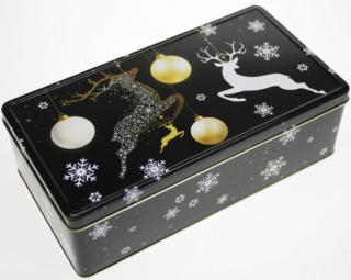 Karácsonyi fémdoboz - 260x140x80mm - Deer Black Gold