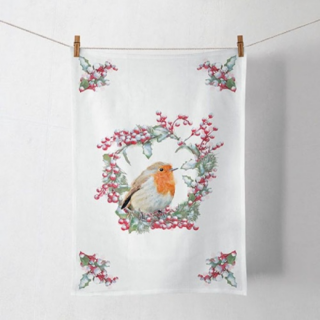 Karácsonyi konyharuha - 50x70cm - Robin In Wreath