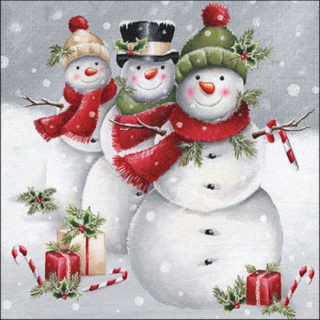 Karácsonyi mintás papírszalvéta - 33x33cm - Smiling snowmen