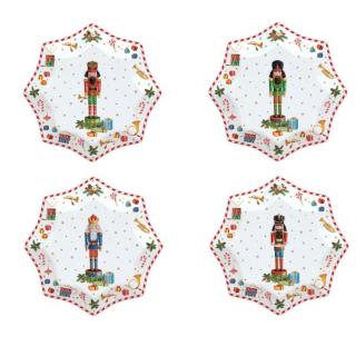 Karácsonyi mintás porcelán desszertes tányér szett - Vintage Nutcracker