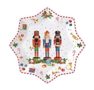 Karácsonyi mintás Porcelán desszertes tányér szett - Vintage Nutcrackers