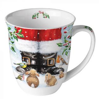 Karácsonyi porcelán bögre - 400ml  - Looking Up To Santa