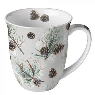 Karácsonyi porcelán bögre - 400ml - Pine Cone All Over