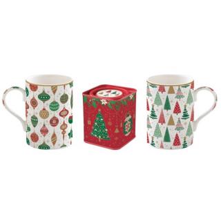 Karácsonyi porcelán bögre szett ajándék fémdobozzal Jingle Bells