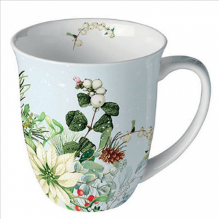Karácsonyi porcelán bögre White poinsettia