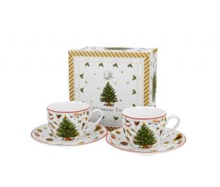 Karácsonyi porcelán csésze szett - 90ml - Christmas Tree