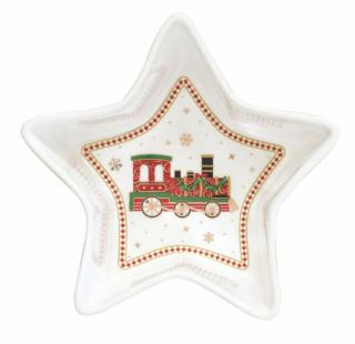 Karácsonyi porcelán csillag alakú tál - 15x5cm - Polar Express