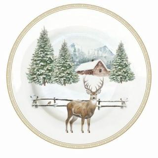 Karácsonyi porcelán desszert tányér White Forest