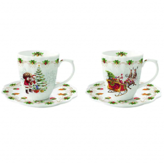 Karácsonyi porcelán kávés csésze szett - 110ml - Nostalgic Christmas