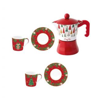 Karácsonyi porcelán kávéscsésze szett kávéfőzővel Jingle Bells, Coffee Mania