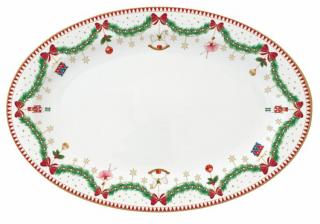 Karácsonyi porcelán ovális tálca Magie de Noel