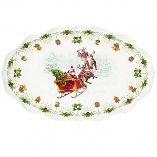 Karácsonyi porcelán tálca - 40x25,5cm - Nostalgic Christmas
