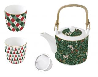 Karácsonyi porcelán teáskanna 2 pohárral Fancy Christmas, Atmosphere