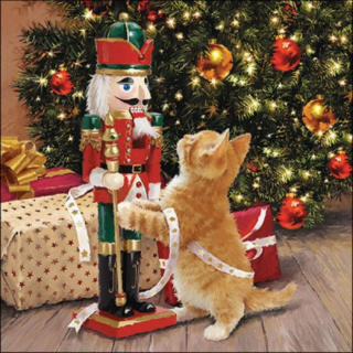 Karácsonyi szalvéta 33x33cm, 20db-os - Playing with nutcracker
