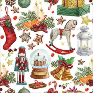 Karácsonyi szalvéta 33x33cm, 20db-os - Vintage ornaments