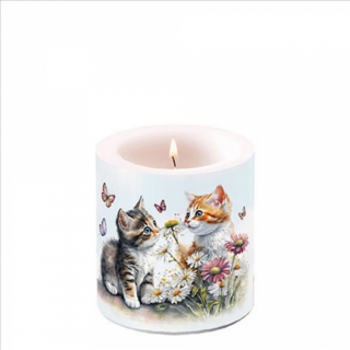 Kittens in flower field átvilágítós gyertya 8x7,5cm