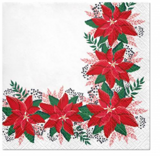 Lovely Poinsettia papírszalvéta 33x33cm,  20 db-os
