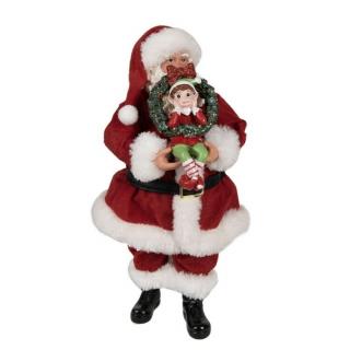Mikulás manó figurával - Karácsonyi dekoráció - 28cm