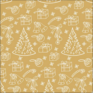 Outlined ornaments gold papírszalvéta 33x33cm, 20db-os