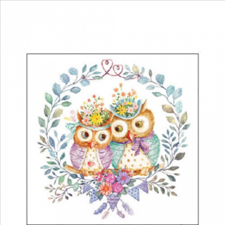 Owl couple in love papírszalvéta 25x25cm, 20db-os