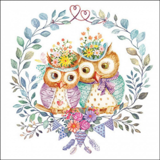 Owl couple in love papírszalvéta 33x33cm, 20db-os