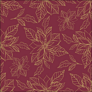 Poinsettia outline bordeaux papírszalvéta 33x33cm, 20db-os