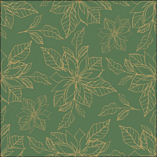 Poinsettia outline green papírszalvéta 33x33cm, 20db-os
