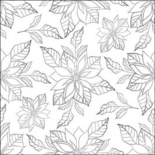 Poinsettia outline silver papírszalvéta 33x33cm, 20db-os