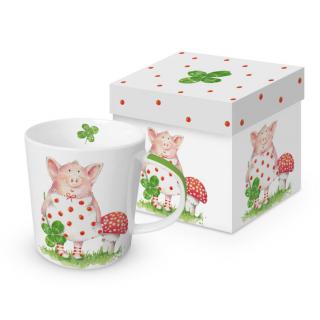 Porcelán bögre 400ml - Lucky Piggy