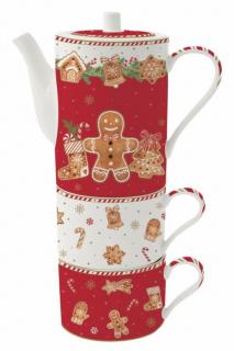 Porcelán bögre szett teáskannával - 240ml - Fancy Gingerbread